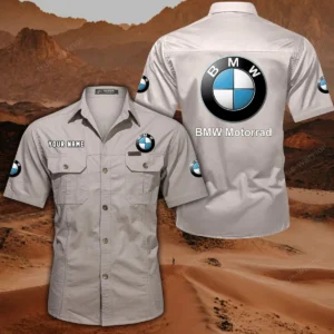 BMW Motorrad Hemd mit kurzen Ärmeln, All-Over-Print Kurzarmhemd CAR444052625873 - Beige