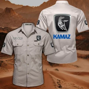 Kamaz Hemd mit kurzen Ärmeln, All-Over-Print Kurzarmhemd CAR444052625875 - Beige