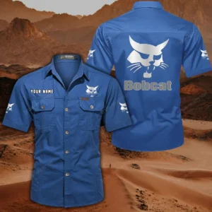 Bobcat Hemd mit kurzen Ärmeln, All-Over-Print Kurzarmhemd CAR444052625876 - Cowboyblau