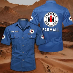 Farmall Hemd mit kurzen Ärmeln, All-Over-Print Kurzarmhemd CAR444052625880 - Cowboyblau