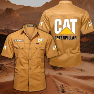 Caterpillar Inc Hemd mit kurzen Ärmeln, All-Over-Print Kurzarmhemd CAR444052625883 - Gelb-Orange
