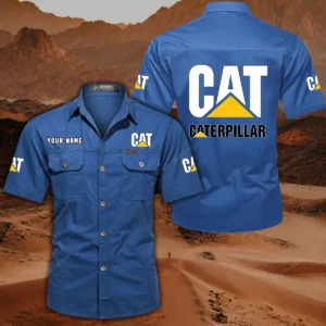 Caterpillar Inc Hemd mit kurzen Ärmeln, All-Over-Print Kurzarmhemd CAR444052625883 - Cowboyblau