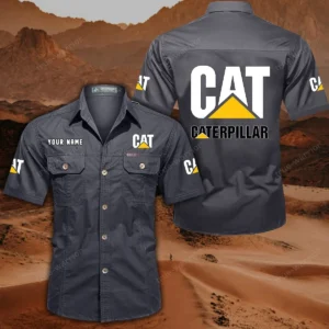 Caterpillar Inc Hemd mit kurzen Ärmeln, All-Over-Print Kurzarmhemd CAR444052625883 - Grau