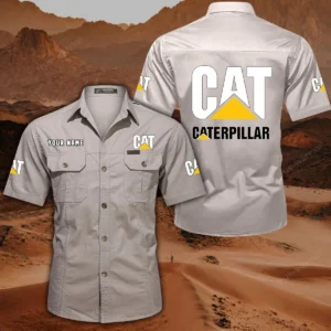 Caterpillar Inc Hemd mit kurzen Ärmeln, All-Over-Print Kurzarmhemd CAR444052625883 - Beige