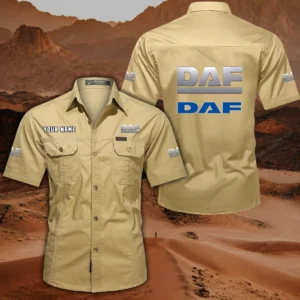 DAF Trucks Hemd mit kurzen Ärmeln, All-Over-Print Kurzarmhemd CAR444052625886 - Khaki