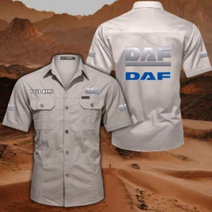 DAF Trucks Hemd mit kurzen Ärmeln, All-Over-Print Kurzarmhemd CAR444052625886 - Beige