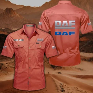 DAF Trucks Hemd mit kurzen Ärmeln, All-Over-Print Kurzarmhemd CAR444052625886 - Rot