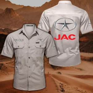 JAC Truck Hemd mit kurzen Ärmeln, All-Over-Print Kurzarmhemd CAR444052625889 - Beige