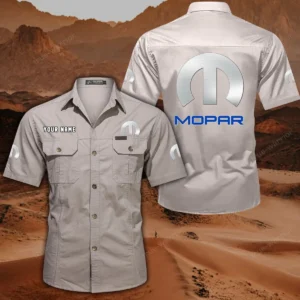 Mopar Hemd mit kurzen Ärmeln, All-Over-Print Kurzarmhemd CAR444052625891 - Beige