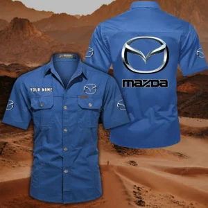 Mazda Hemd mit kurzen Ärmeln, All-Over-Print Kurzarmhemd CAR444052625894 - Cowboyblau