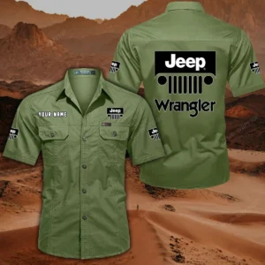 Jeep Wrangler Hemd mit kurzen Ärmeln, All-Over-Print Kurzarmhemd CAR444052625896 - Fruchtgrün