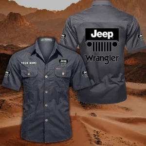 Jeep Wrangler Hemd mit kurzen Ärmeln, All-Over-Print Kurzarmhemd CAR444052625896 - Grau