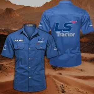 LS Tractor Hemd mit kurzen Ärmeln, All-Over-Print Kurzarmhemd CAR444052625898 - Cowboyblau