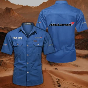 McLaren Hemd mit kurzen Ärmeln, All-Over-Print Kurzarmhemd CAR444052625902 - Cowboyblau