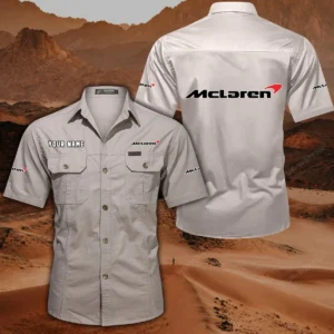 McLaren Hemd mit kurzen Ärmeln, All-Over-Print Kurzarmhemd CAR444052625902 - Cremeweiß