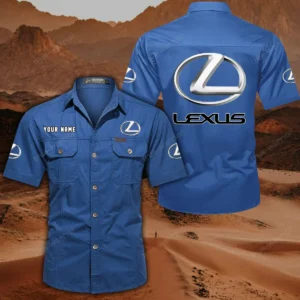 Lexus Hemd mit kurzen Ärmeln, All-Over-Print Kurzarmhemd CAR444052625904 - Cowboyblau