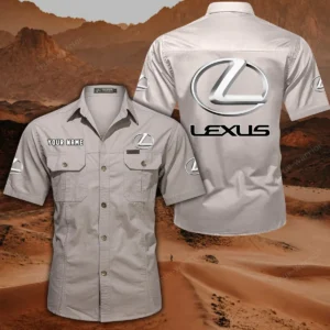 Lexus Hemd mit kurzen Ärmeln, All-Over-Print Kurzarmhemd CAR444052625904 - Cremeweiß