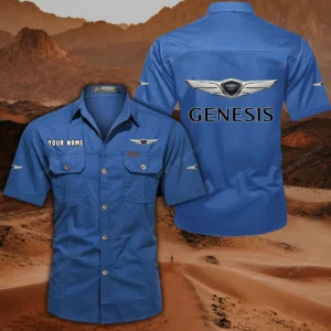 Genesis Hemd mit kurzen Ärmeln, All-Over-Print Kurzarmhemd CAR444052625907 - Cowboyblau