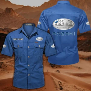 Pagani Hemd mit kurzen Ärmeln, All-Over-Print Kurzarmhemd CAR444052625916 - Cowboyblau