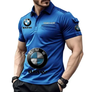 BMW Poloshirt mit Tasche, All Over Print Pololshirt für Männer BMW Fan CAR450051325333 - Blau