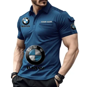 BMW Poloshirt mit Tasche, All Over Print Pololshirt für Männer BMW Fan CAR450051325333 - Marineblau