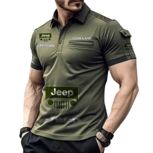 Jeep Poloshirt mit Tasche, All Over Print Pololshirt für Männer Jeep Fan CAR450051325339 - Grün