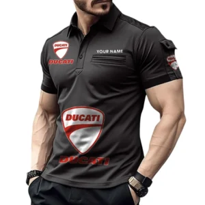 Ducati Poloshirt mit Tasche, All Over Print Pololshirt für Männer Ducati Fan CAR450051325340 - Schwarz