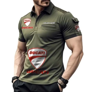 Ducati Poloshirt mit Tasche, All Over Print Pololshirt für Männer Ducati Fan CAR450051325340 - Grün