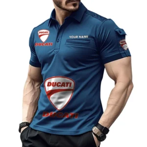 Ducati Poloshirt mit Tasche, All Over Print Pololshirt für Männer Ducati Fan CAR450051325340 - Marineblau