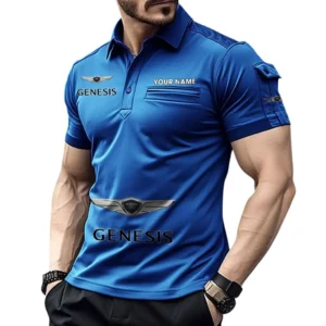 Genesis Poloshirt mit Tasche, All Over Print Pololshirt für Männer Genesis Fan CAR450051325342 - Blau
