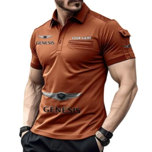 Genesis Poloshirt mit Tasche, All Over Print Pololshirt für Männer Genesis Fan CAR450051325342 - Orange