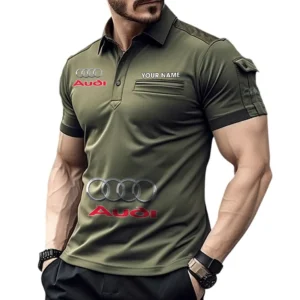 Audi Poloshirt mit Tasche, All Over Print Pololshirt für Männer Audi Fan CAR450051325343 - Grün