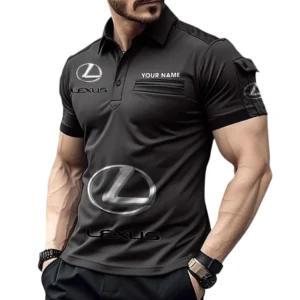 Lexus Poloshirt mit Tasche, All Over Print Pololshirt für Männer Lexus Fan CAR450051325345 - Schwarz