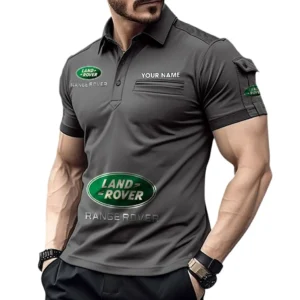 Land Rover Poloshirt mit Tasche, All Over Print Pololshirt für Männer Land Rover Fan CAR450051325348 - Grau