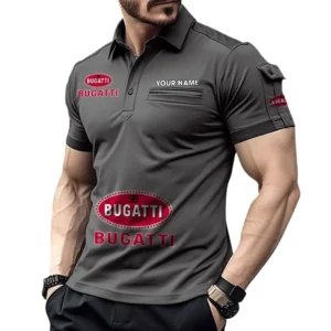 Bugatti Poloshirt mit Tasche, All Over Print Pololshirt für Männer Bugatti Fan CAR450051325349 - Grau