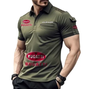 Bugatti Poloshirt mit Tasche, All Over Print Pololshirt für Männer Bugatti Fan CAR450051325349 - Grün