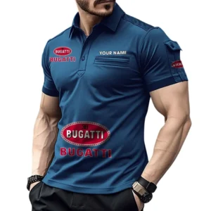 Bugatti Poloshirt mit Tasche, All Over Print Pololshirt für Männer Bugatti Fan CAR450051325349 - Marineblau