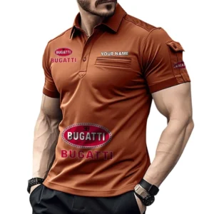 Bugatti Poloshirt mit Tasche, All Over Print Pololshirt für Männer Bugatti Fan CAR450051325349 - Orange
