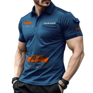 KTM Poloshirt mit Tasche, All Over Print Pololshirt für Männer KTM Fan CAR450051325351 - Marineblau