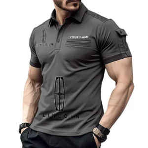 Lincoln Poloshirt mit Tasche, All Over Print Pololshirt für Männer Lincoln Fan CAR450051325352 - Grau