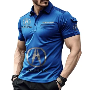 Acura Poloshirt mit Tasche, All Over Print Pololshirt für Männer Acura Fan CAR450051325353 - Blau