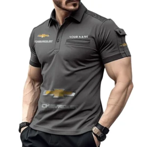 Chevrolet Poloshirt mit Tasche, All Over Print Pololshirt für Männer Chevrolet Fan CAR450051325358 - Grau