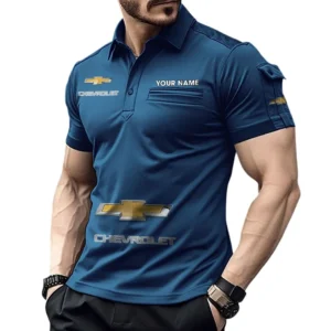Chevrolet Poloshirt mit Tasche, All Over Print Pololshirt für Männer Chevrolet Fan CAR450051325358 - Marineblau