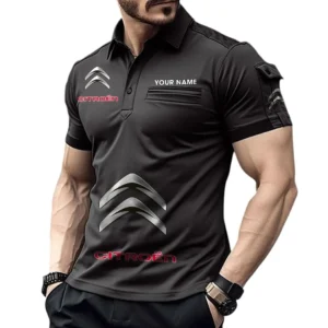 Citroën Poloshirt mit Tasche, All Over Print Pololshirt für Männer Citroën Fan CAR450051325361 - Schwarz