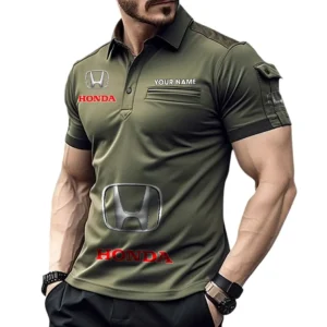 Honda Poloshirt mit Tasche, All Over Print Pololshirt für Männer Honda Fan CAR450051325362 - Grün