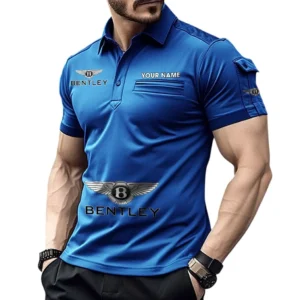 Bentley Poloshirt mit Tasche, All Over Print Pololshirt für Männer Bentley Fan CAR450051325363 - Blau