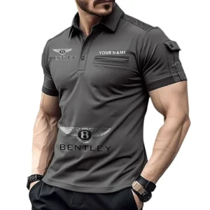 Bentley Poloshirt mit Tasche, All Over Print Pololshirt für Männer Bentley Fan CAR450051325363 - Grau