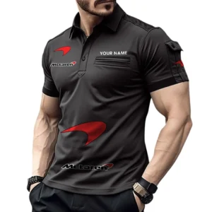 Mclaren Poloshirt mit Tasche, All Over Print Pololshirt für Männer Mclaren Fan CAR450051325366 - Schwarz