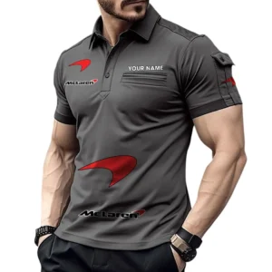 Mclaren Poloshirt mit Tasche, All Over Print Pololshirt für Männer Mclaren Fan CAR450051325366 - Grau