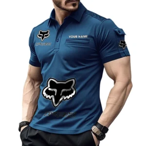 Fox Racing Poloshirt mit Tasche, All Over Print Pololshirt für Männer Fox Racing Fan CAR450051325369 - Marineblau